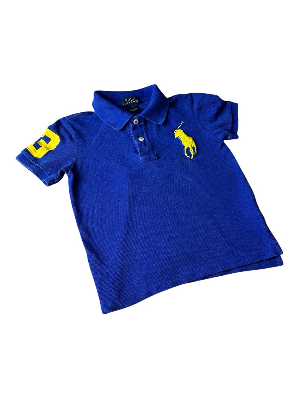 Polo Ralph Lauren Boy's 5 Blue Shirt Big Yellow Pony Top Preppy Old Money - Picture 3 of 10